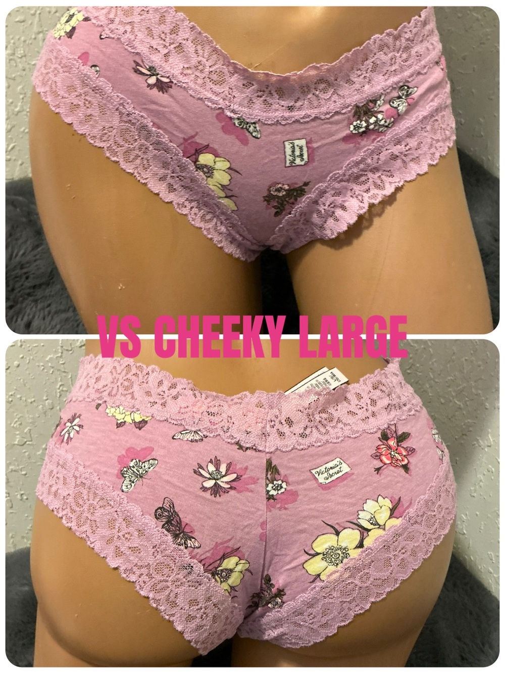 Victoria's Secret Pink Floral Lace-Trim Cheeky Panty